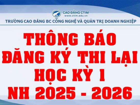 Thông báo đăng ký thi lại học kỳ 1 năm học 2025-2026